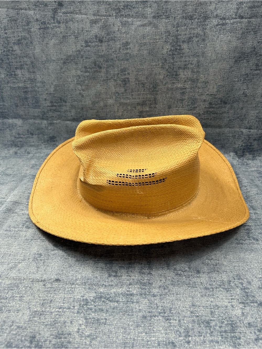 VTG Bailey U-roll it Straw Cowboy Hat Western Cattleman Crown Tan Rancher